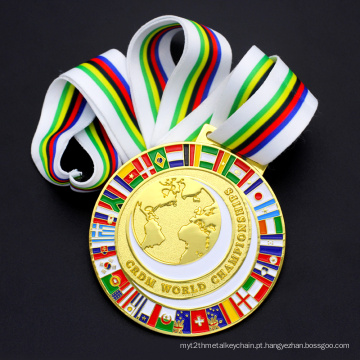 China Manufatura Barato Atacado Metal Customizado Ouro Award Maratona Troféus de Corrida Medalha Esportiva Sem Pedido Mínimo